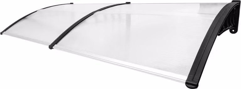 Tettoia - Tettoia per porta/tenda da sole - 90 x 200 cm - Policarbonato e PP - Montaggio a parete - B1 difficilmente infiammabile - Da -30 a 200 °C - Trasparente