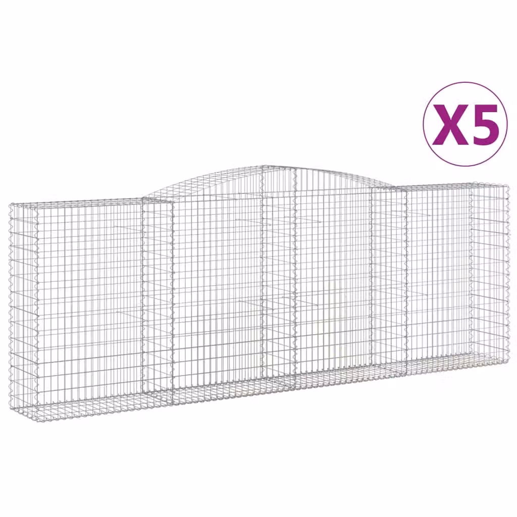 Cesti Gabbioni ad Arco 5 pz 400x50x140/160 cm Ferro Zincato