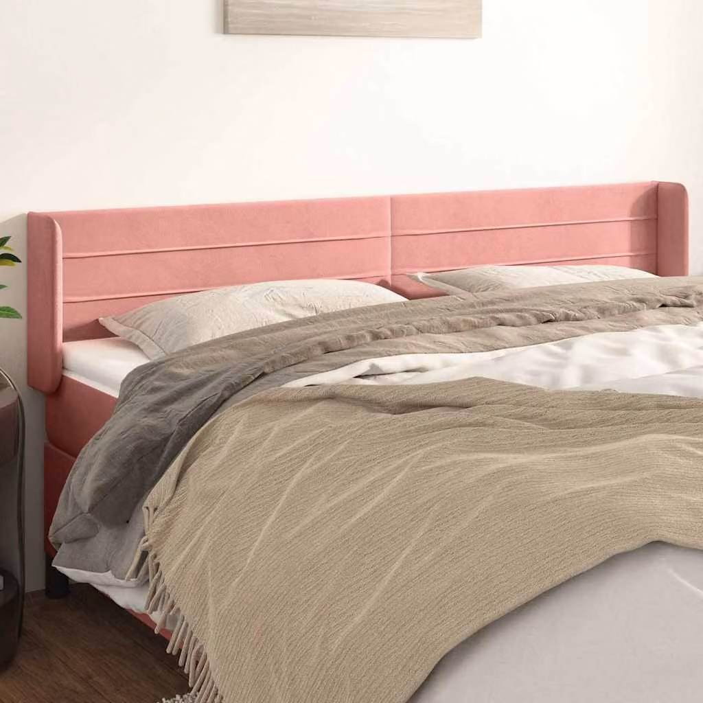 Testiera ad orecchio vidaXL in velluto rosa, L: 163 cm, P: 16 cm, H: 78-88 cm