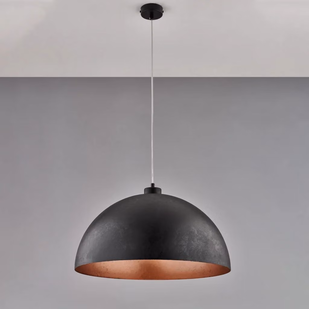 Lampada a sospensione industrial Marcus Belight in metallo nero e rame, diametro 50 cm – 2
