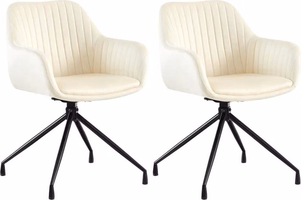 set di 2 sedie da pranzo - sedie a secchiello - lussuoso comfort di seduta e funzione girevole | Colore: crema | Materiale: morbido