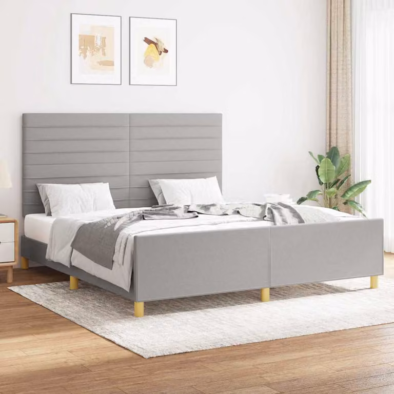 vidaXL Giroletto senza Materasso in Tessuto Grigio L: 160 cm, P: 200 cm, H: 128 cm