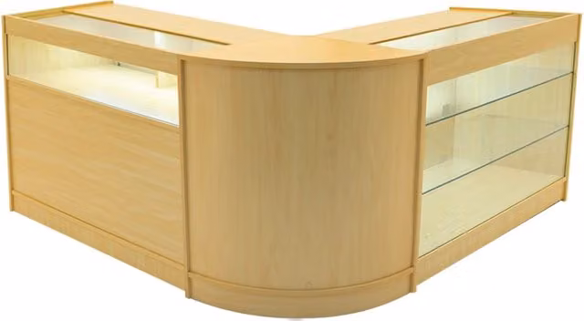 Set di Banconi Triton LED in Acero Marrone con Serratura e Ripiani in Vetro L/P/H: 120 x 60 x 90 cm