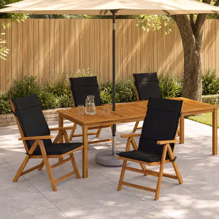 Set di 4 cuscini per sedia alta vidaXL GEMERT in poliestere, colore nero, con rivestimento rimovibile e lavabile