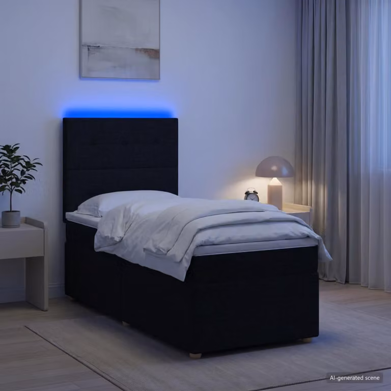 Letto box spring con materasso ibrido vidaXL Nero L: 80 cm, P: 200 cm, H: 140,5 cm