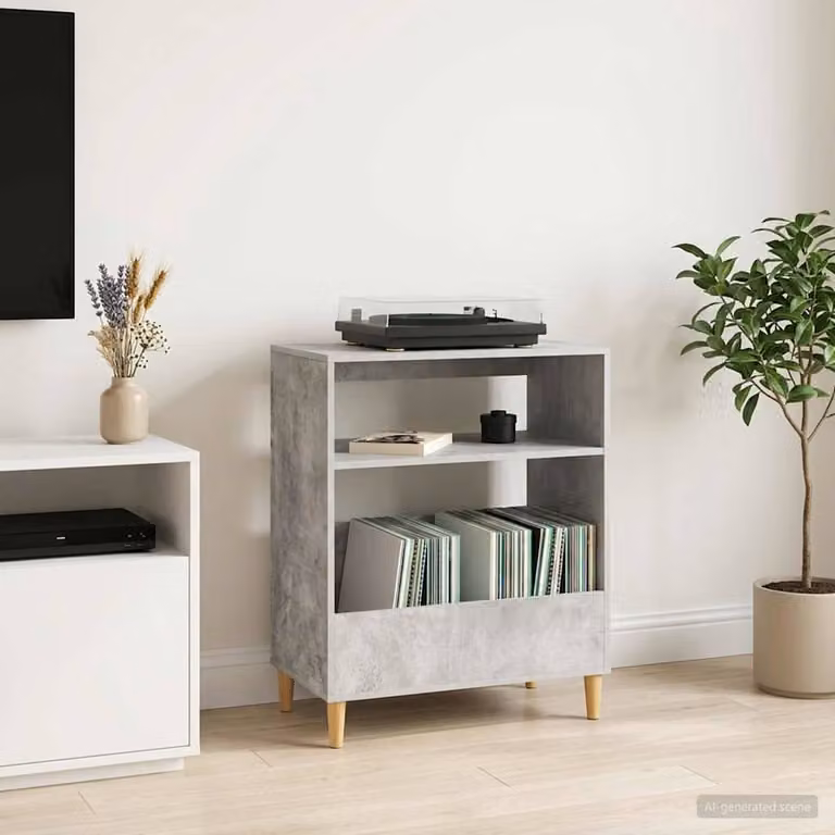 vidaXL Supporto per giradischi moderno in legno MDF Grigio, L 71 cm x P 39,5 cm x H 83 cm