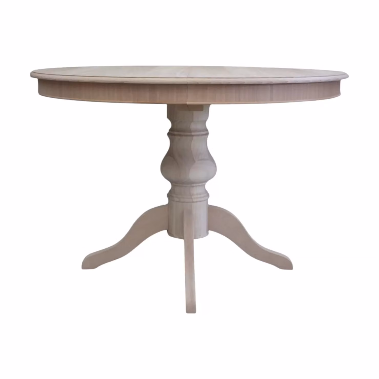 Tavolo rotondo allungabile in legno di pioppo grezzo Mobili 2G Diametro: 100 cm, Altezza: 80 cm