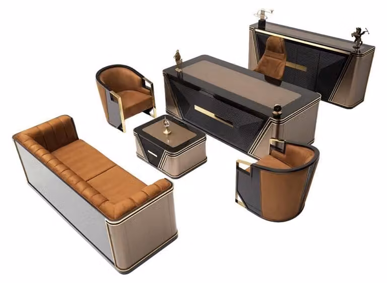 Zeitlos 6tlg. Büro Set Modern Arbeitstisch Arbeitszimmermöbel Tisch Couch
