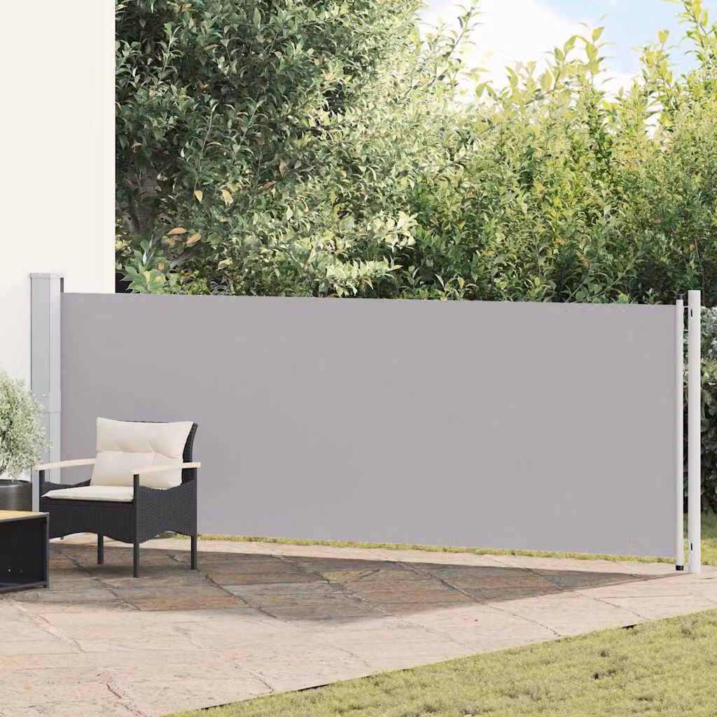 vidaXL Tenda Laterale Retrattile per Patio in Poliestere e Acciaio, Grigio, L: 600 cm, H: 140 cm – 1