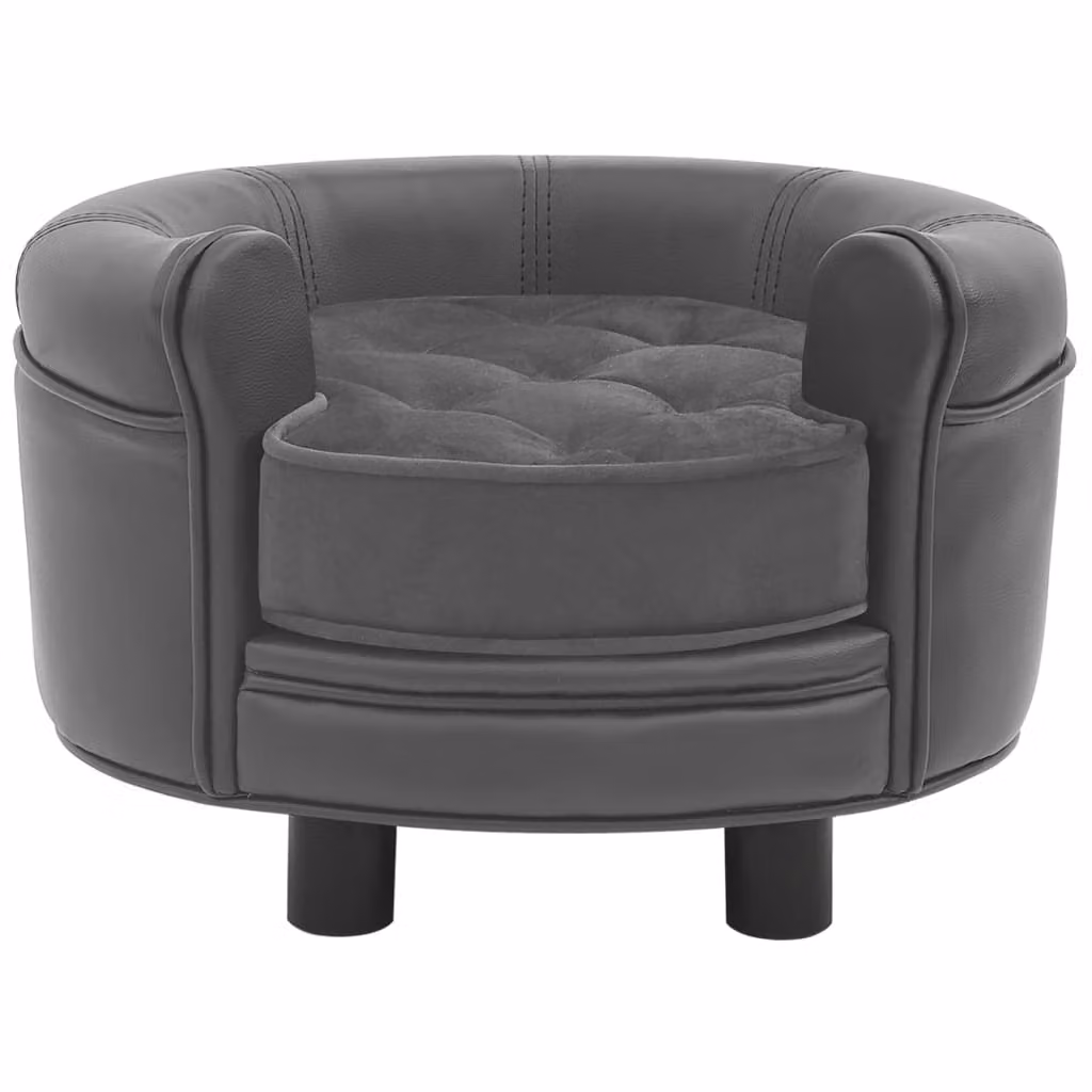 vidaXL Divano per cani grigio 48x48x32 cm in peluche e Pelle finta