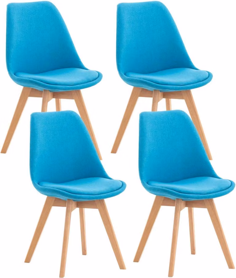 set di 4 sedie da pranzo - sedie da cucina - comode e facili da pulire | Colore: turchese | Materiale: polvere
