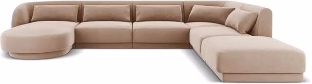 Divano panoramico destro Tulum di Cosmopolitan Design in velluto beige per 6 persone L/P/H: 330 x 167 x 70 cm – 1