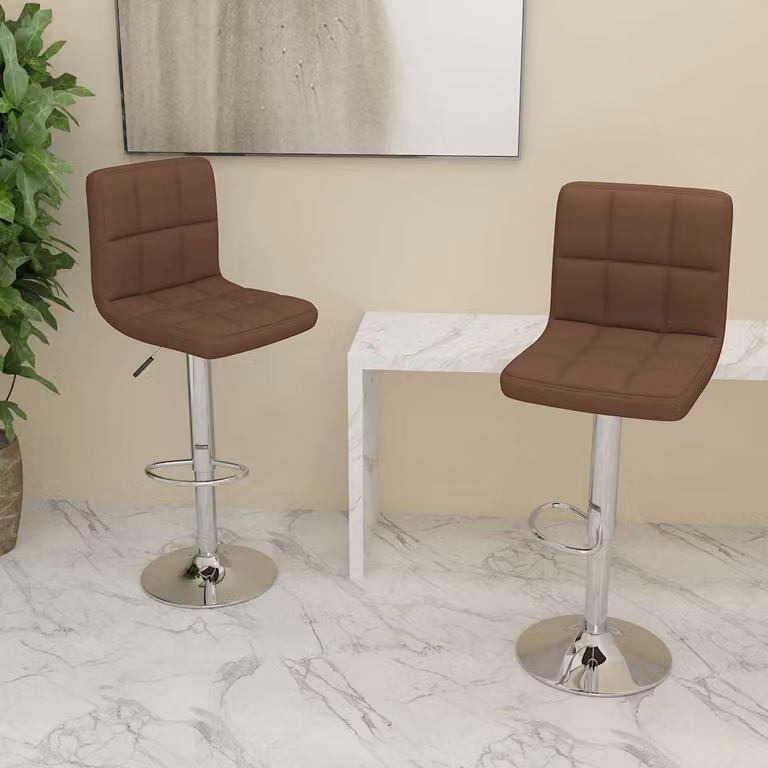 Set di 2 sgabelli da bar vidaXL marroni in tessuto con base girevole a 360 gradi