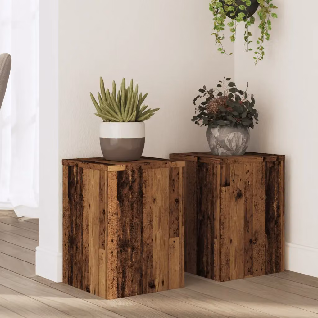 Set di 2 supporti per piante vidaXL in legno marrone, L/P/H: 25 x 25 x 35 cm