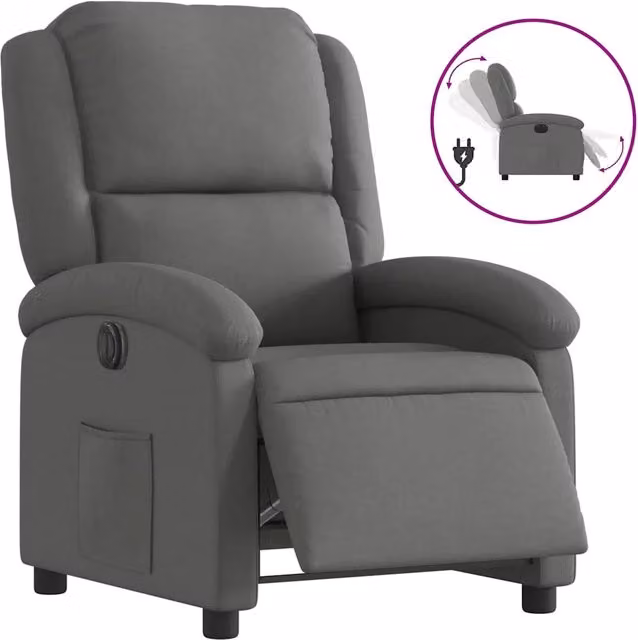 Poltrona | Sedia Relax Elettrica Reclinabile Grigio Scuro in Tessuto