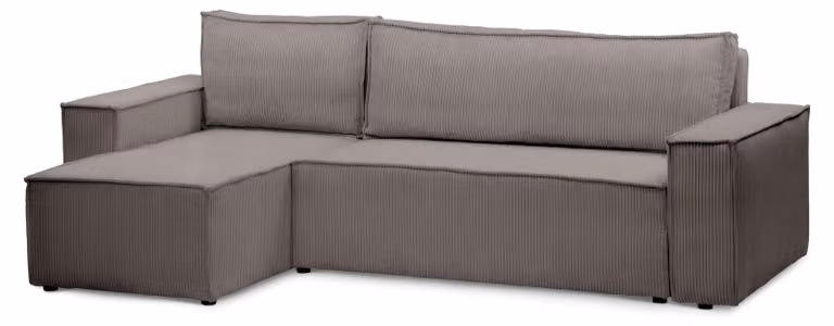 Divano a tre posti con funzione letto, modello Agi, struttura in legno affumicato