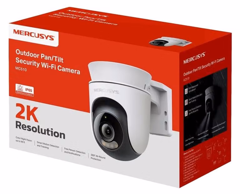 Telecamera di sorveglianza esterna wifi 2K 360° - 3 MP - Visione notturna a colori - IP65 - microSD fino a 512 GB