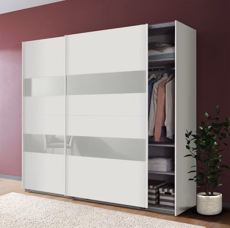 Armadio ad ante scorrevoli Altona bianco vetro bianco 225cm