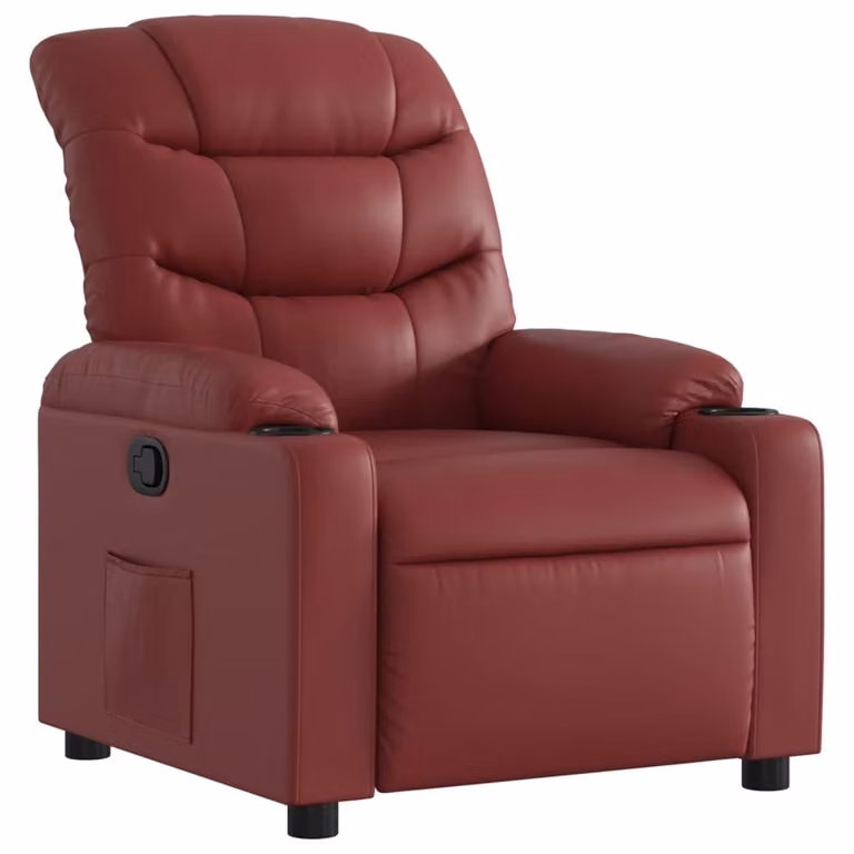 Poltrona Reclinabile Rosso Vino in Pelle finta