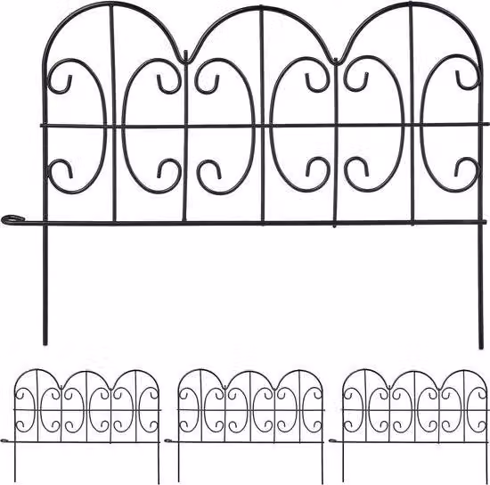recinzione privacy in metallo 4 pezzi Vintage Design sistema a innesto 285x39cm Nero Basso Robusto - bordatura aiuola