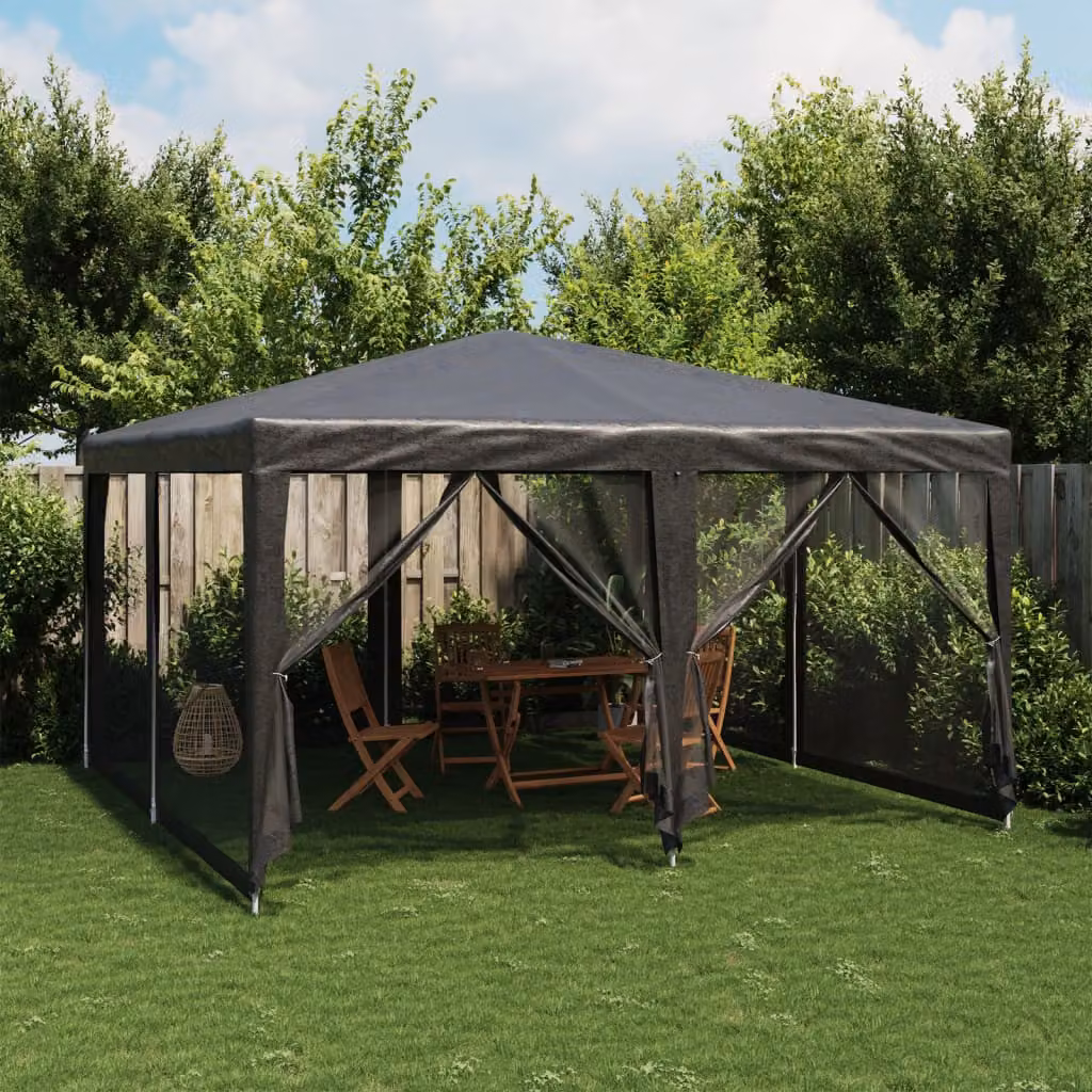 vidaXL Tenda per Feste con 8 Pareti in Rete Antracite L: 400 cm, P: 400 cm, H: 268 cm in HDPE