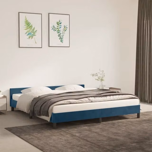 Giroletto senza Materasso Blu Scuro 160x200 cm in Velluto 347583