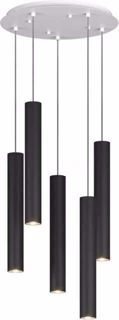 Lampadario Tondo Industrial-Minimal Xeana Metallo Bianco Nero 5 Luci Gu10