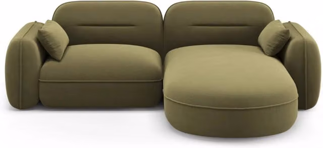 Divano angolare modulare Sydney Cosmopolitan Design a 3 posti in velluto verde con orientamento destro L/P/H: 230 x 70 x 86 cm – 1
