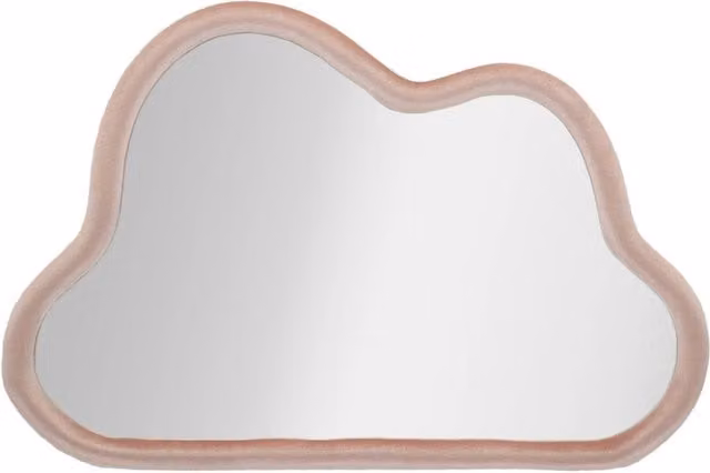 Specchio da parete Cloud Vikasa Home in velluto rosa, L: 96 cm, H: 67 cm