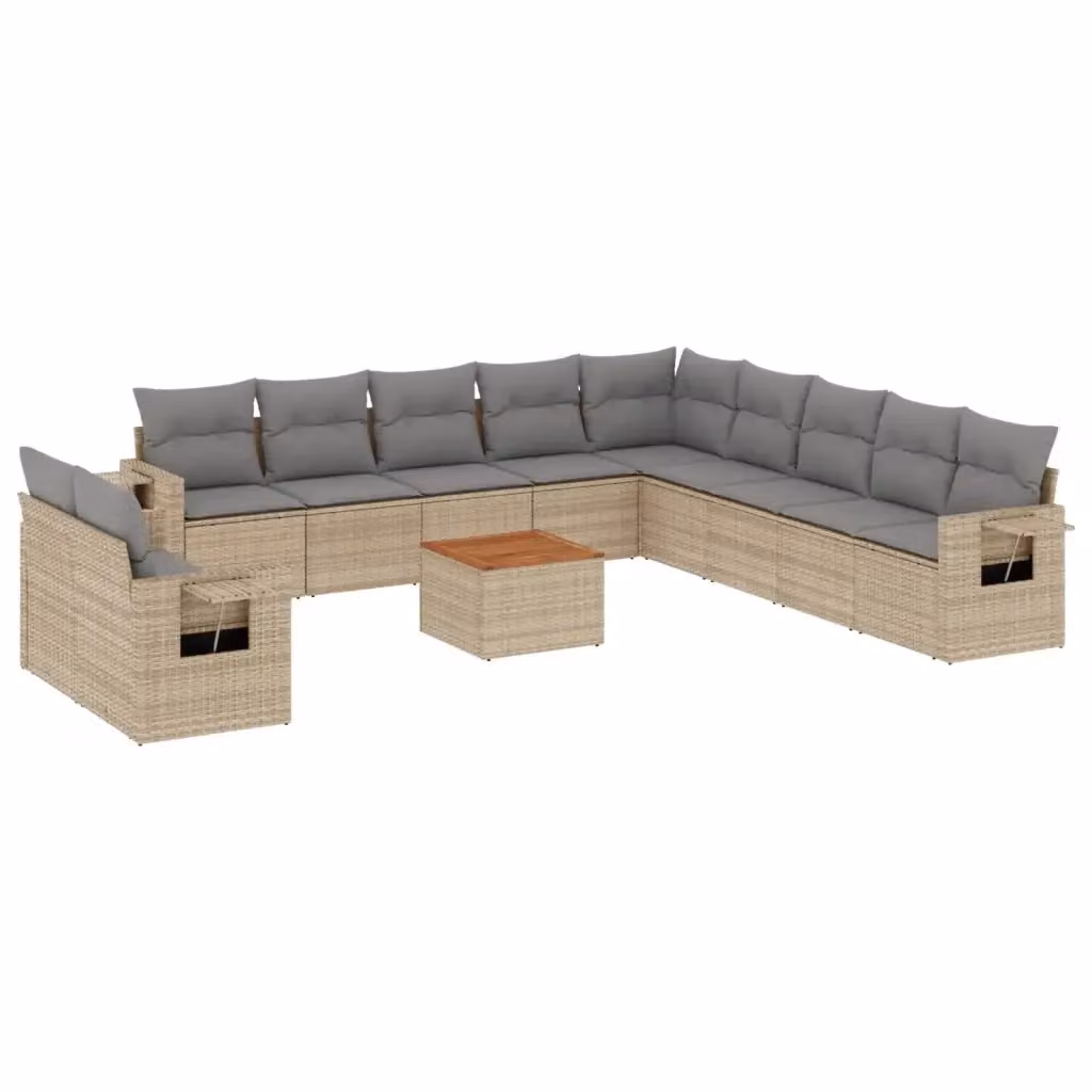 Set Divano da Giardino VIDAXL in Polyrattan con Cuscini Beige per 12 Persone – 2