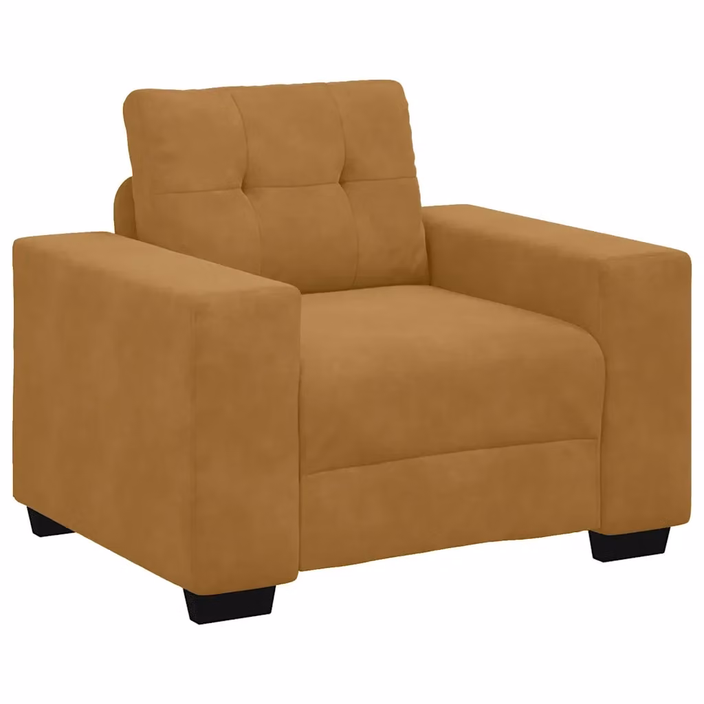 Poltrona moderna vidaXL in velluto marrone con braccioli L/P/H: 100 x 78 x 80 cm – 2