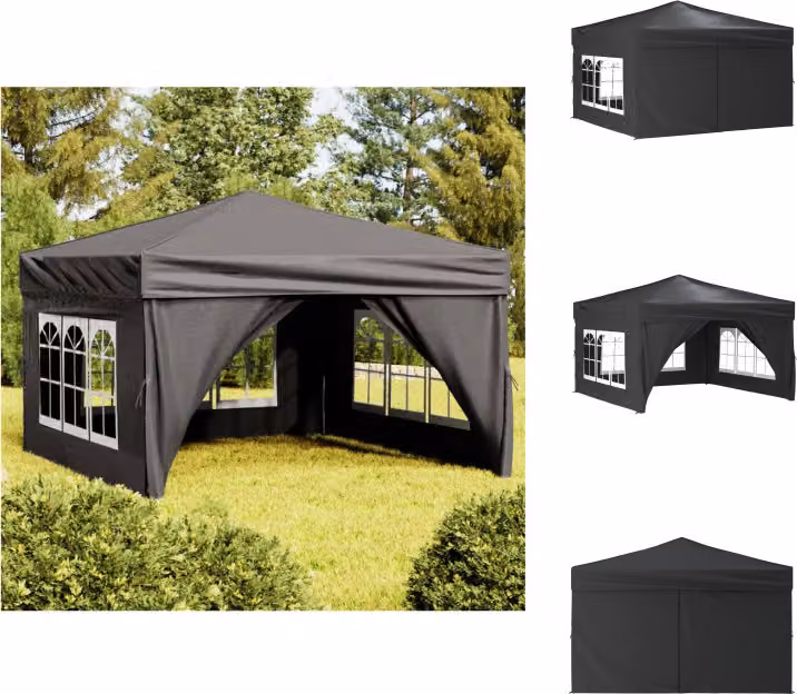 vidaXL Tenda per feste pieghevole con pareti laterali antracite 3x3 m - Padiglioni e tende per feste