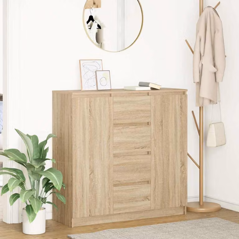 Credenza con cassetti vidaXL in rovere sonoma marrone, L: 100,5 cm, P: 35 cm, H: 98,5 cm