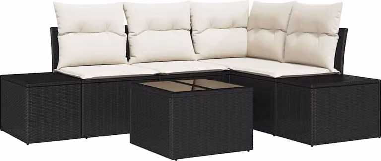 Set Divano da Giardino Marrone e Crema polyrattan
