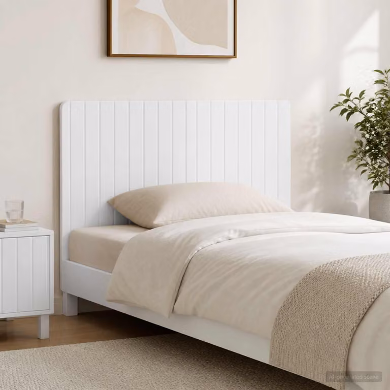 Testiera da muro vidaXL ZWOLLE in legno ingegnerizzato bianco lucido con ripiano integrato L 120 x H 50 x P 10,6 cm