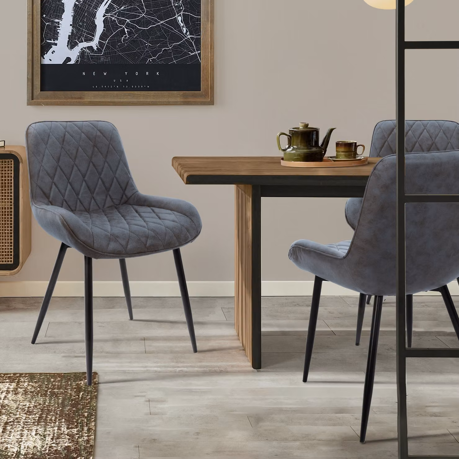 ML-Design set di 2 sedie da pranzo con schienale e braccioli, antracite, seduta in Pelle finta PU, sedia imbottita con gambe in metallo