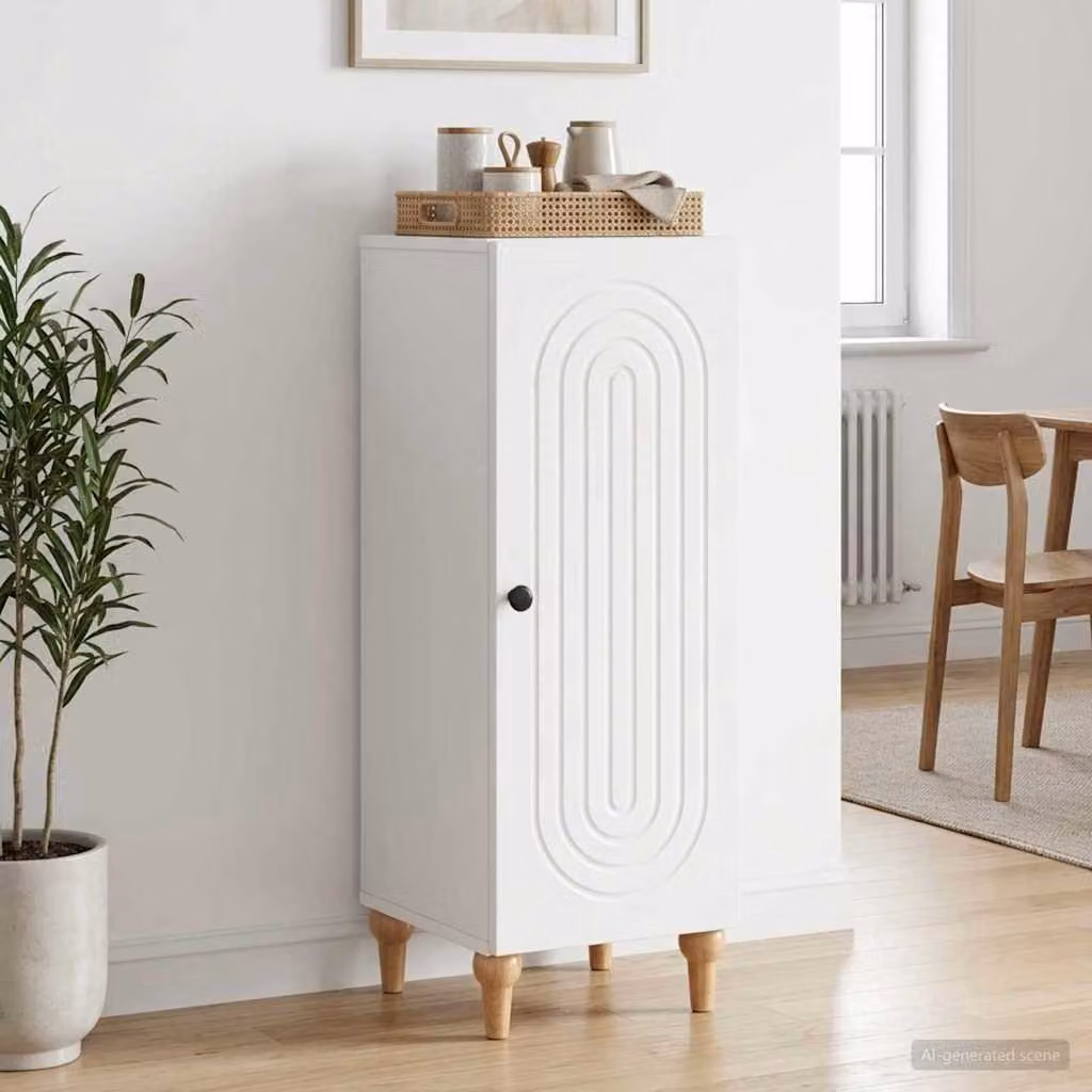 Credenza moderna vidaXL in legno ingegnerizzato e metallo, Bianco, L: 33 cm, P: 34,5 cm, H: 90 cm
