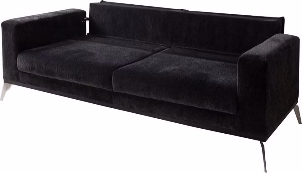 3 Seater Sofa Dreisitzer Couch Stoff Metallbeine Wohnzimmer Schwarz
