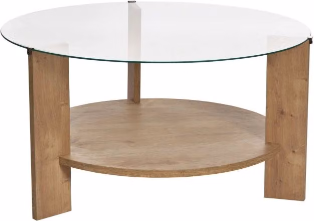 Tavolo basso quadrato Clara in legno di quercia e vetro, colore marrone trasparente, L/P/H: 75 x 75 x 40 cm – 1