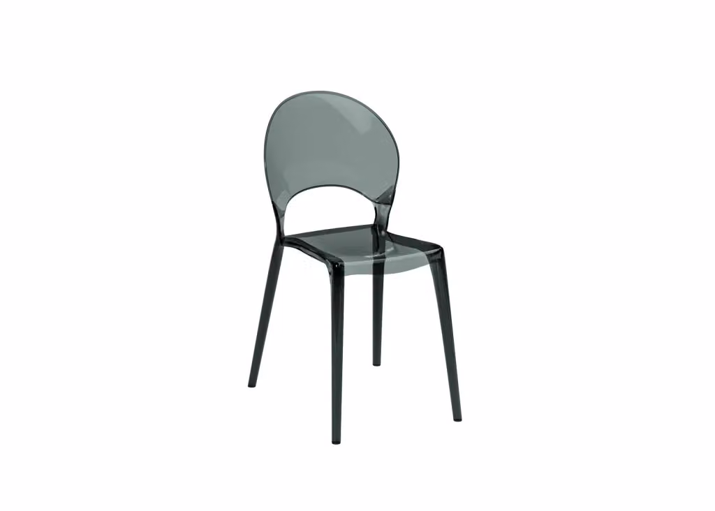 Sedia Pearl Stones in Policarbonato Grigio Trasparente con Finitura Lucida, Design Moderno per Cucina e Sala da Pranzo, L: 49.5 cm, P: 53 cm, H: 84 cm – 2