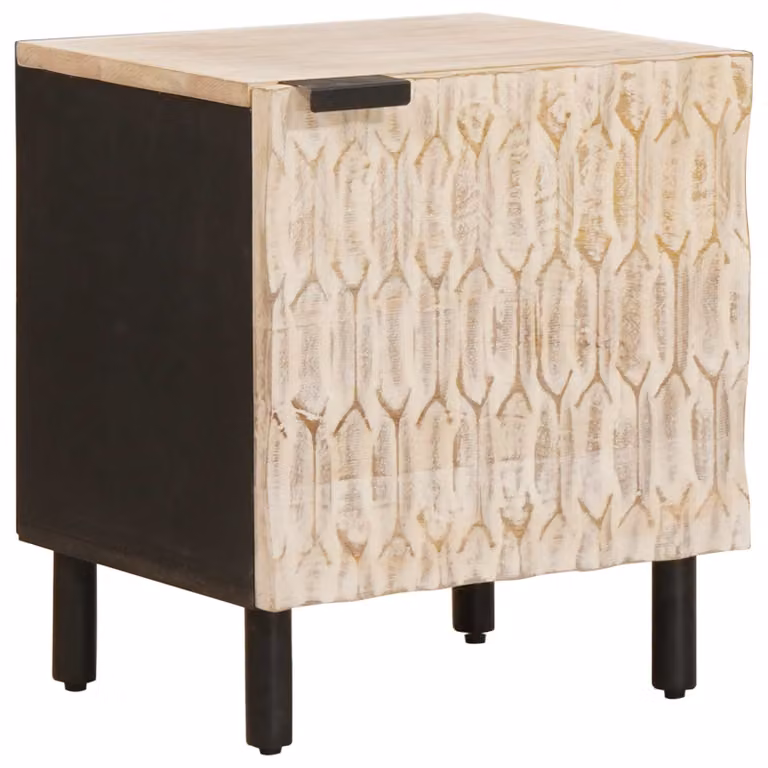 Armadio da notte vidaXL in legno di mango massello bianco L 40 cm, P 33 cm, H 46 cm