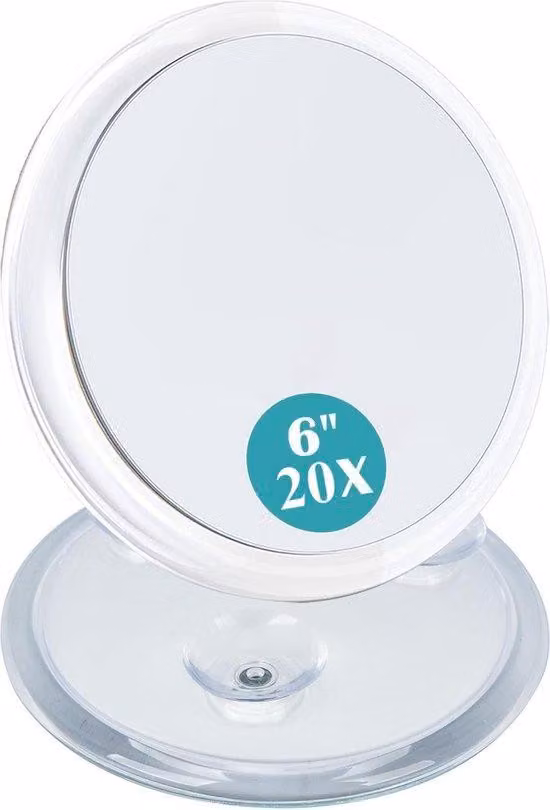 Specchio da trucco compatto con ingrandimento 20x e manico