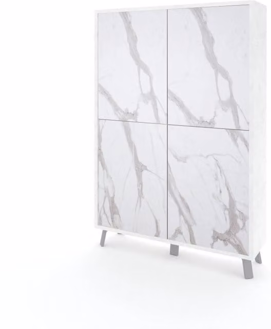 Credenza alta VELBRUK bianco pietra/marmo calacatta