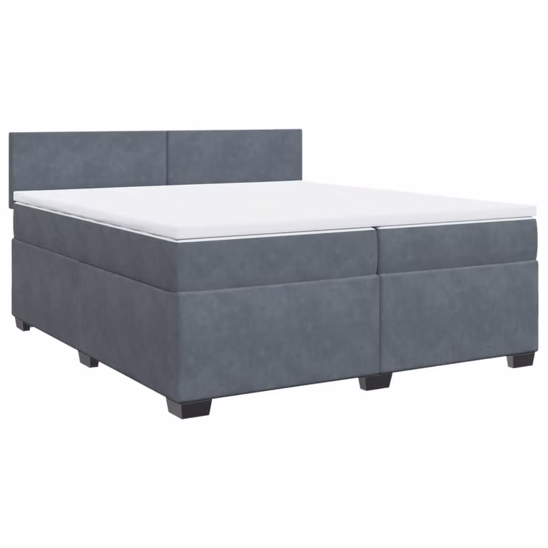 Giroletto a Molle con Materasso Grigio Scuro 200x200 cm Velluto