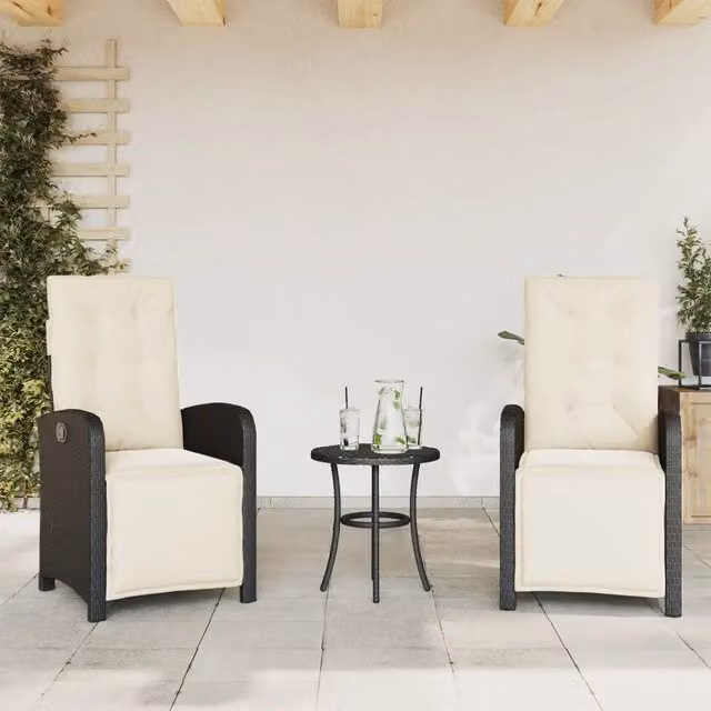 Set di 2 sedie da giardino reclinabili vidaXL in polyrattan con poggiapiedi e poggiatesta regolabile
