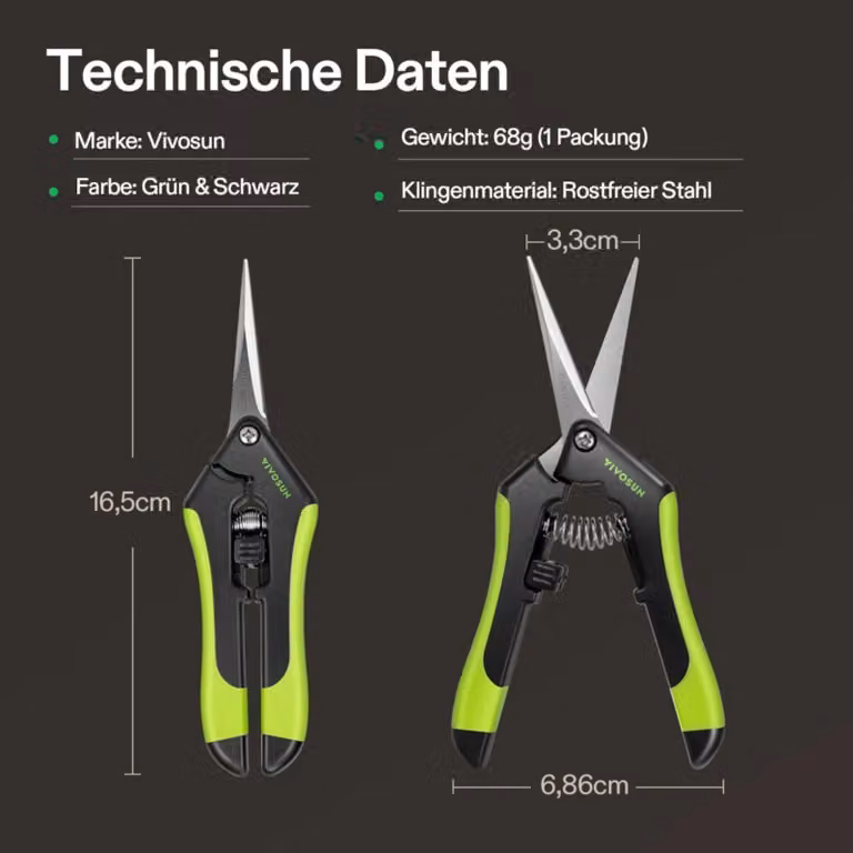 VIVOSUN Cesoie da giardino con lame dritte in acciaio inossidabile