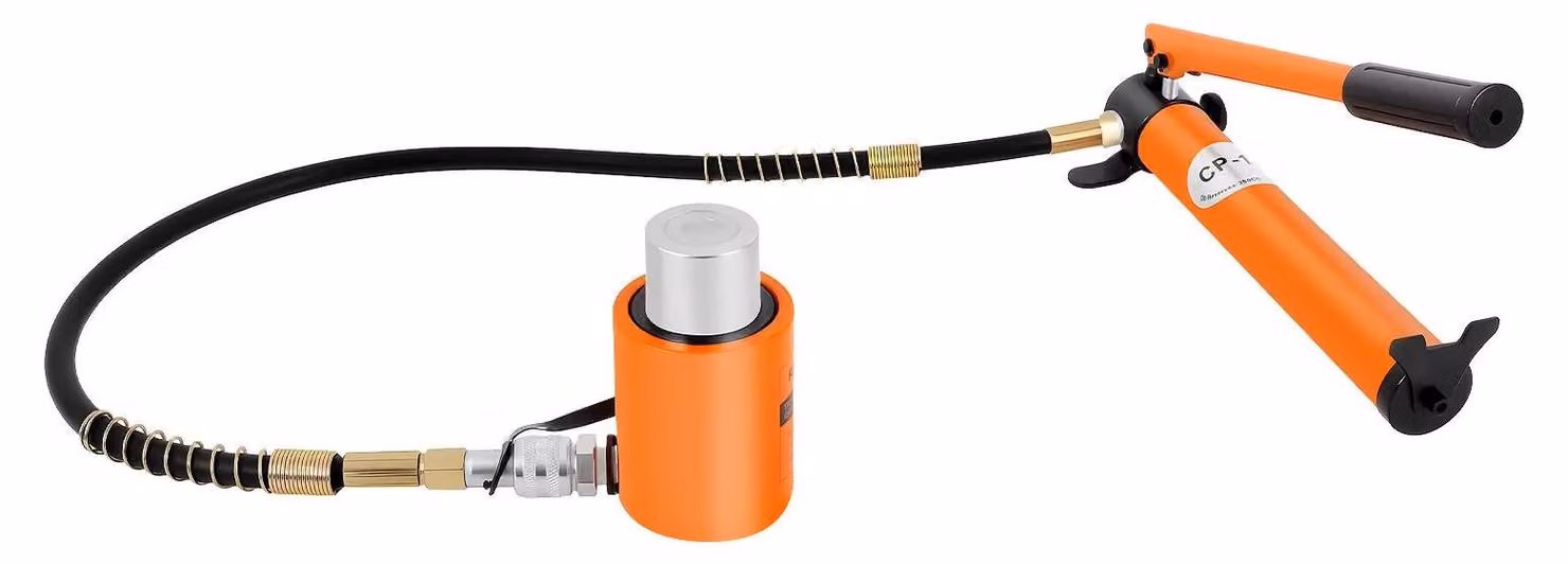 Pompa idraulica manuale - BSC 20 - Capacità 20 t - 70 MPa - Con tubo flessibile - Per sollevamento, piegatura, punzonatura, taglio - Arancione