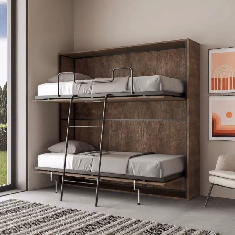 Letto a scomparsa doppio orizzontale Kando Itamoby colore noce – 2