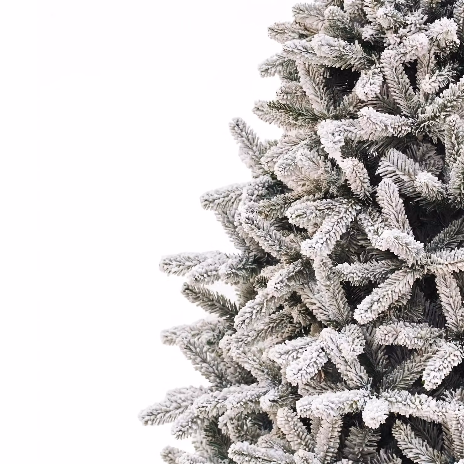 Albero di Natale Artificiale Slim con Picco Innevato VESTIAMO CASA, Colore Bianco e Verde, H 210 cm, Diametro alla base: 99 cm – 3