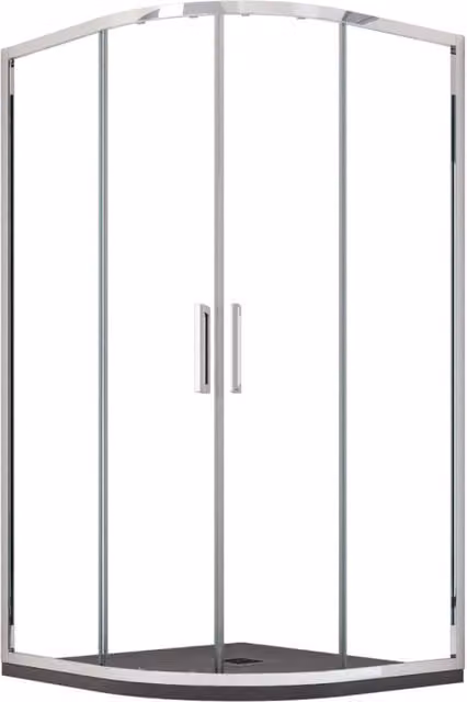 Box doccia semicircolare trasparente scorrevole h195 6mm atena, misura 80x80